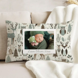 Cojín Decorativo Patrón Bosque Verde Marrón Foto Personalizada Guar