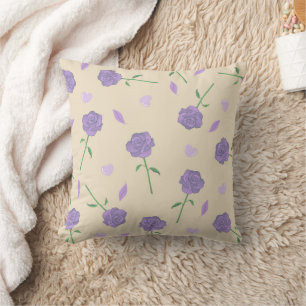 Cojín Decorativo Patrón botánico de Boho floral beige morado Rosa