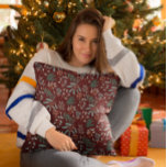 Cojín Decorativo Patrón botánico de invierno rojo<br><div class="desc">Una almohada temática de Navidades muy amables con ilustracion a mano de botánicos de invierno.</div>