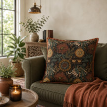 Patrón botánico de terracota salvia boho oscuro
