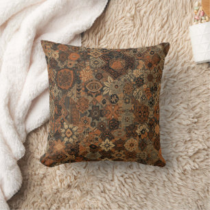 Cojín Decorativo Patrón Botánico de Terracota Salvia Oscuro Boho