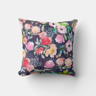 Cojín Decorativo Patrón botánico floral de acuarela y sin soldadura