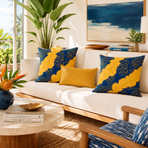 Cojín Decorativo Patrón Botánico Floral Hawaiano Retro Ilima