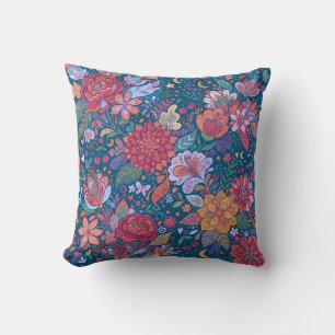 Cojín Decorativo Patrón botánico floral oscuro con G vintage temper