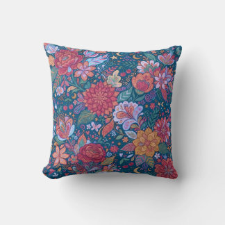 Cojín Decorativo Patrón botánico floral oscuro con G vintage temper
