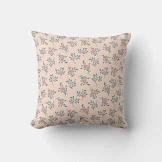 Cojín Decorativo Patrón Botánico Floral Teñido de Verde Azul