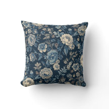 Patrón Botánico Floral Vintage Azul Marino