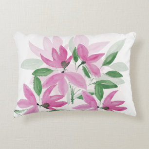 Cojín Decorativo Patrón Botánico Moderno Rosa Y Verde