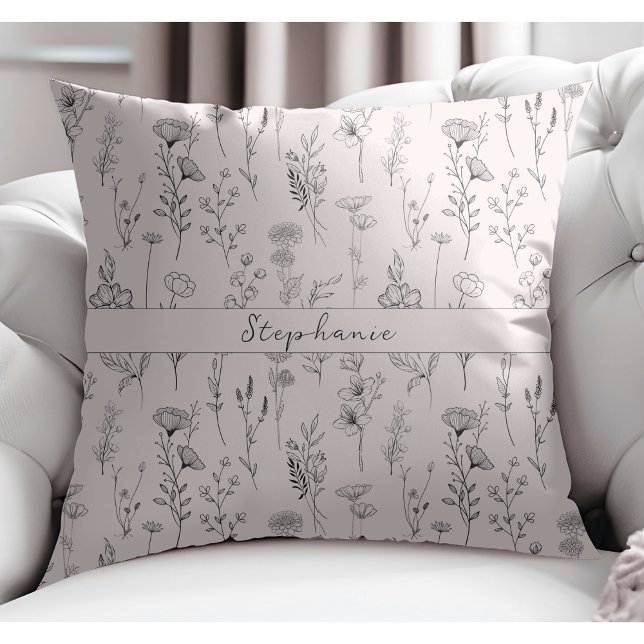 Cojín Decorativo Patrón botánico simple Rubor rosa (Subido por el creador)
