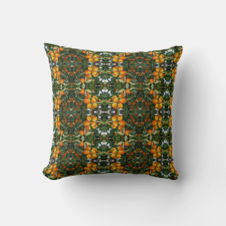 Cojín Decorativo Patrón Botánico Verde de Naranja Cítrica Vintage