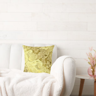 Cojín Decorativo Patrón brillante dorado rayas de moda fractal eleg