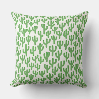 Cojín Decorativo Patrón Cactus de color de agua - Verde