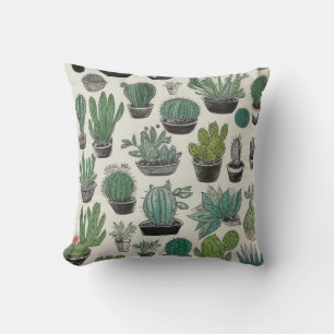 Cojín Decorativo Patrón Cactus Verde