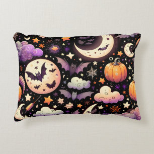 Cojín Decorativo Patrón caprichoso de la noche de Halloween en el c