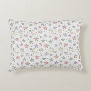 Cojín Decorativo Patrón caprichoso de luna y estrellas