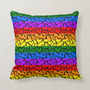 Cojín Decorativo Patrón cardíaco arco iris