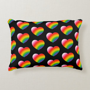 Cojín Decorativo Patrón cardíaco gradiente arco iris