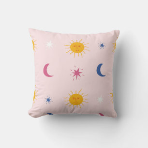 Cojín Decorativo Patrón celeste lúdico de sol y luna