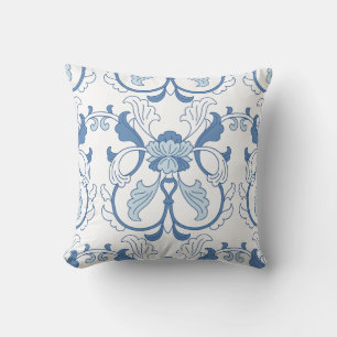 Cojín Decorativo Patrón cerámico chino azul y blanco