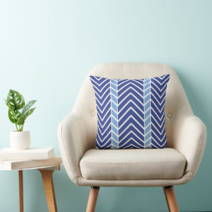 Cojín Decorativo Patrón Chevron Azul
