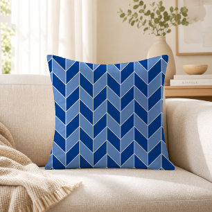 Cojín Decorativo Patrón Chevron de espiga azul oscuro moderno