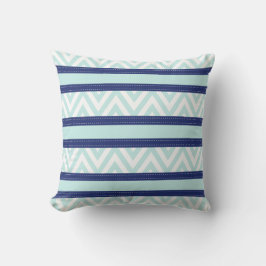 Cojín Decorativo Patrón Chevron de franjas azul y marina