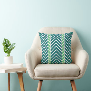 Cojín Decorativo Patrón Chevron Verde Azulado