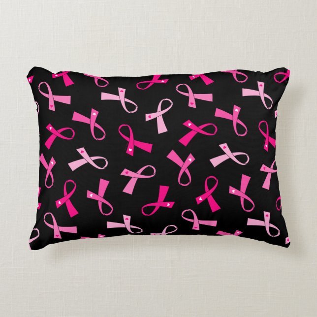 Cojín Decorativo Patrón Cinta de Cáncer de Mama Rosa Múltiple bonit (Anverso)