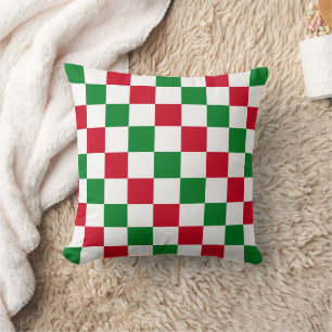 Cojín Decorativo Patrón clásico de ajedrez de Navidad