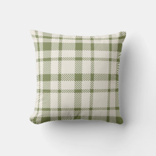 Cojín Decorativo Patrón clásico de artán-oliva verde y crema