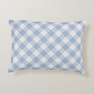 Cojín Decorativo Patrón clásico de gingham azul claro con estampado
