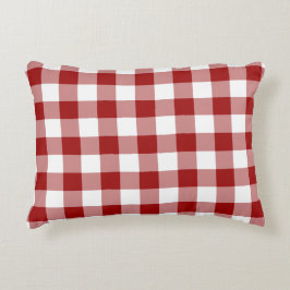 Cojín Decorativo Patrón clásico de Gingham rojo y blanco