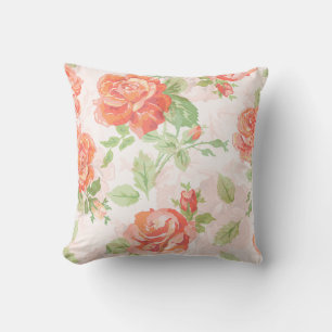 Cojín Decorativo Patrón clásico de rosa naranja