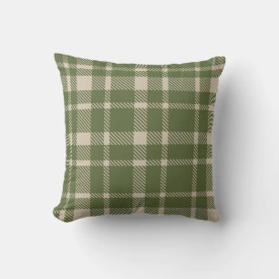 Cojín Decorativo Patrón clásico de tartán a cuadros-verde oliva y c