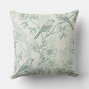 Cojín Decorativo Patrón Clásico de Toile de Jardín de Pájaros con M