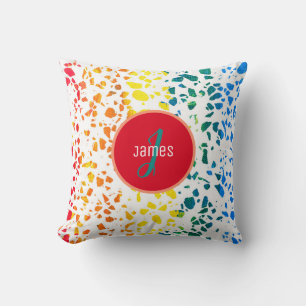 Cojín Decorativo Patrón Colorido Abstracto Personalizado de Terrazz