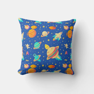 Cojín Decorativo Patrón colorido con tema espacial y planetas