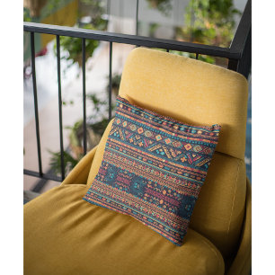 Cojín Decorativo Patrón colorido de estilo mexicano