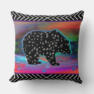 Cojín Decorativo Patrón colorido del oso de las luces boreales