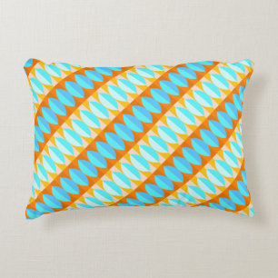 Cojín Decorativo Patrón colorido turquesa azul naranja amarillo