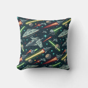 Cojín Decorativo Patrón Cómic de Nave Espacial de Batalla Espacial