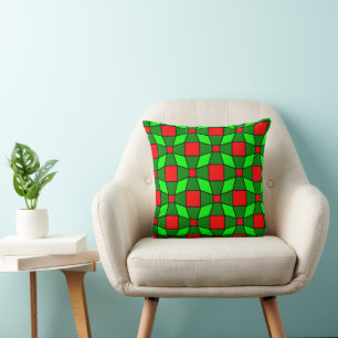 Cojín Decorativo Patrón complejo rojo y verde