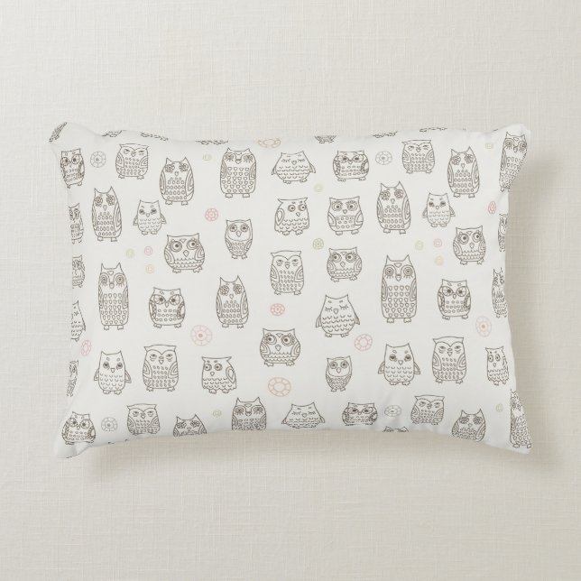 Cojín Decorativo Patrón con búhos (Anverso)