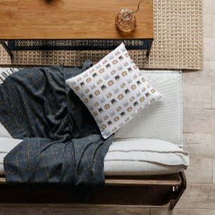 Cojín Decorativo Patrón con cabezas de gato cortas