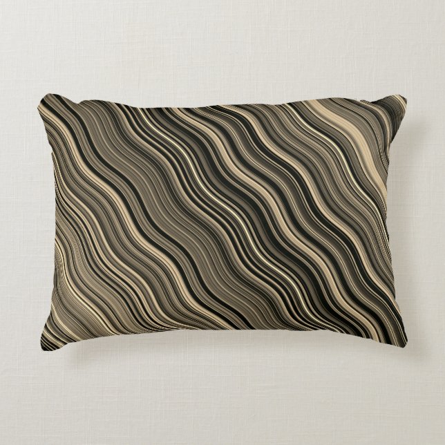 Cojín Decorativo Patrón con curvas doradas y negras (Anverso)