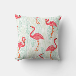 Cojín Decorativo Patrón con ornamentos de flamingo rosado en un gru