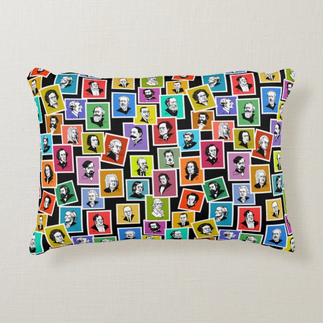 Cojín Decorativo Patrón con retratos de los compositores más grande (Anverso)