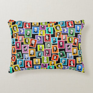 Cojín Decorativo Patrón con retratos de los mejores compositores