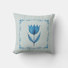 Cojín Decorativo Patrón con un Tulipán Azul