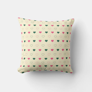 Cojín Decorativo Patrón continuo - Corazones rosas y verdes sobre c